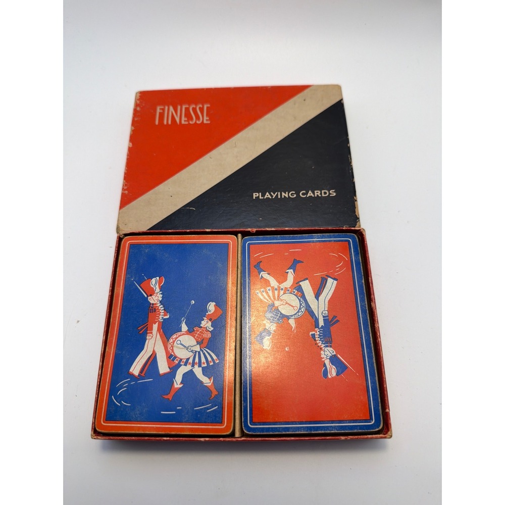Vintage 1939 Finesse Playing Cards Double Deck Western Product Drum Major Set